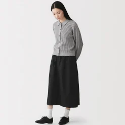 Sale Muji Falda cómoda de corte midi y algodón lavado para mujer