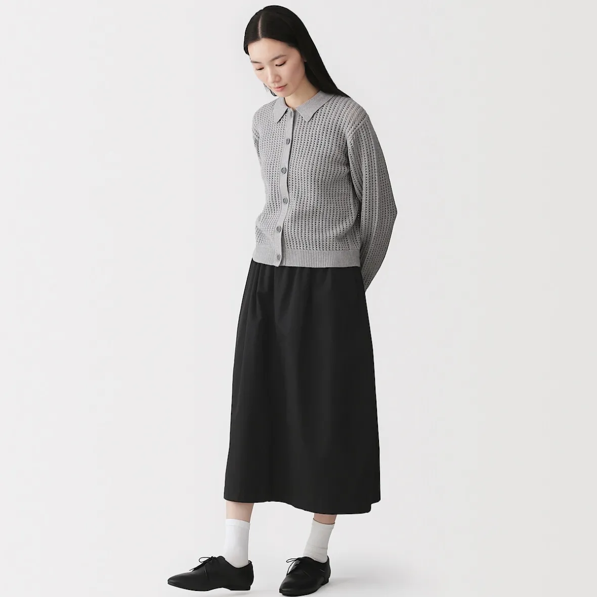 Sale Muji Falda cómoda de corte midi y algodón lavado para mujer
