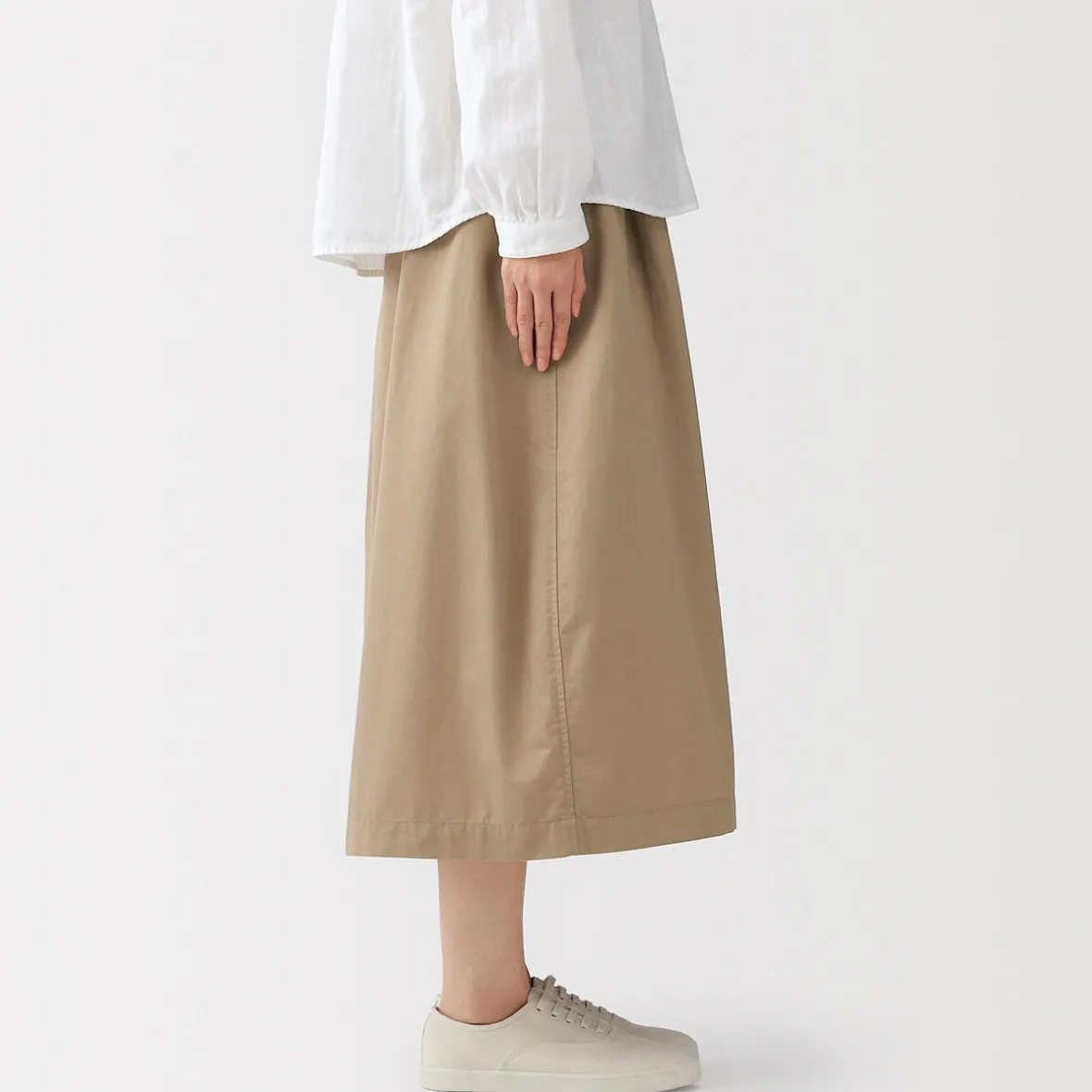 Sale Muji Falda cómoda de corte midi y algodón lavado para mujer