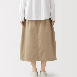 Sale Muji Falda cómoda de corte midi y algodón lavado para mujer