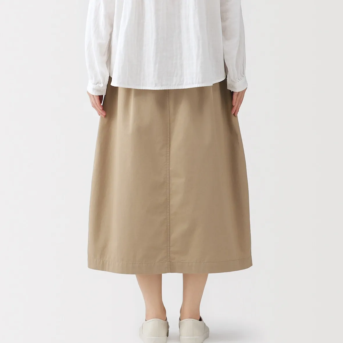 Sale Muji Falda cómoda de corte midi y algodón lavado para mujer