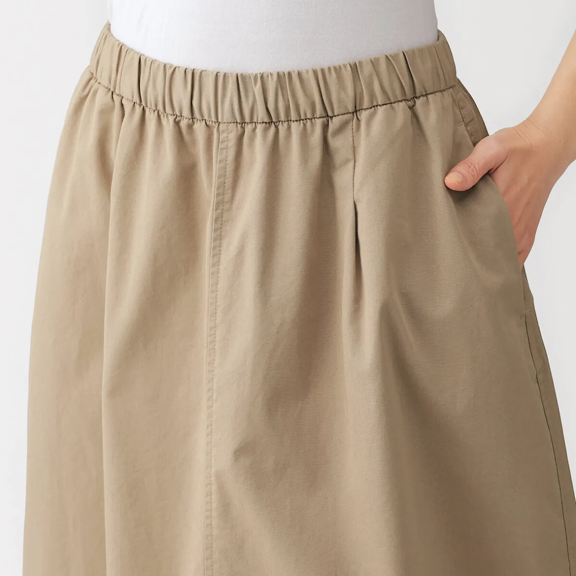 Sale Muji Falda cómoda de corte midi y algodón lavado para mujer