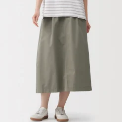 Sale Muji Falda cómoda de corte midi y algodón lavado para mujer