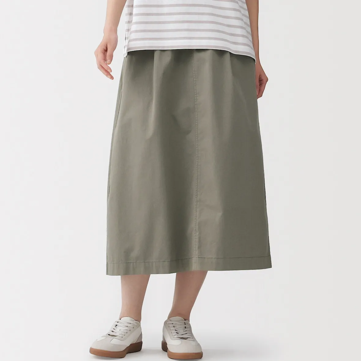 Sale Muji Falda cómoda de corte midi y algodón lavado para mujer
