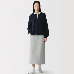 Discount Muji Falda midi de mezcla de algodón y tejido de sudadera ligera para mujer