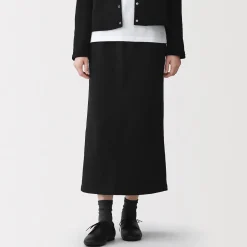 Discount Muji Falda midi de mezcla de algodón y tejido de sudadera ligera para mujer