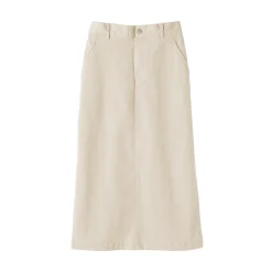 Muji Falda midi de pana elástica con cintura alta para mujer