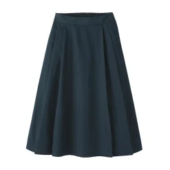Hot Muji Falda midi plisada de sarga de algodón para mujer