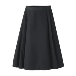Hot Muji Falda midi plisada de sarga de algodón para mujer