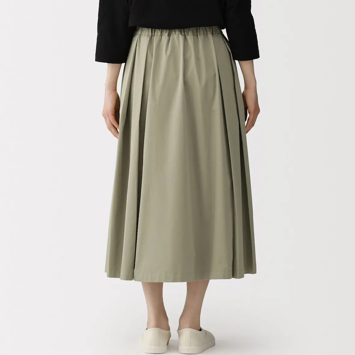 Hot Muji Falda midi plisada de sarga de algodón para mujer