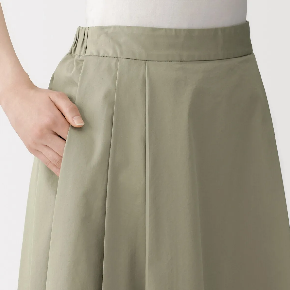 Hot Muji Falda midi plisada de sarga de algodón para mujer