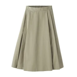 Hot Muji Falda midi plisada de sarga de algodón para mujer