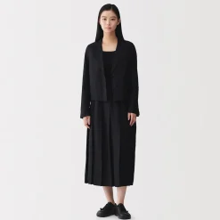 Online Muji Falda plisada de lino y lyocell para mujer