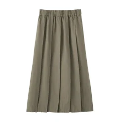 Online Muji Falda plisada de lino y lyocell para mujer
