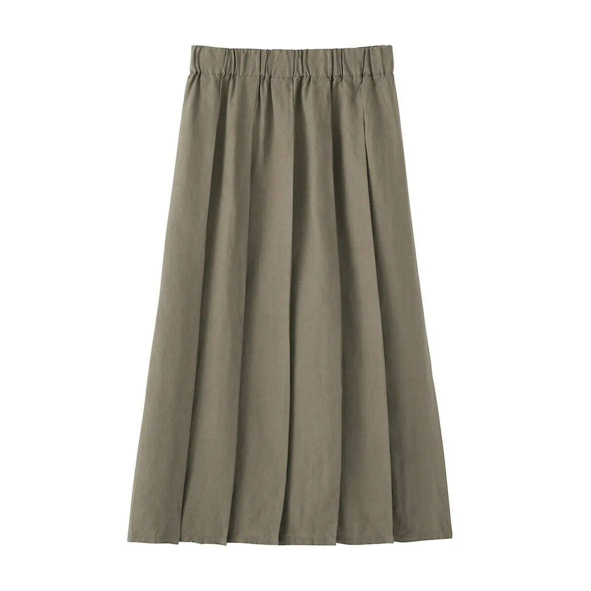 Online Muji Falda plisada de lino y lyocell para mujer