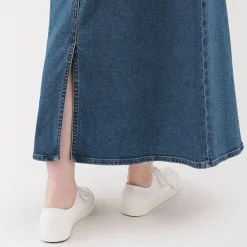 Hot Muji Falda vaquera elástica con silueta en A para mujer