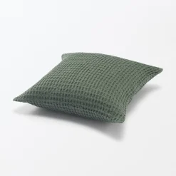 Clearance Muji Funda de cojín de tejido waffle de algodón orgánico lavado