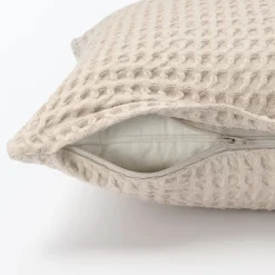 Clearance Muji Funda de cojín de tejido waffle de algodón orgánico lavado