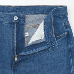 Clearance Muji Jeans de pierna recta de mezcla de kapok para hombre