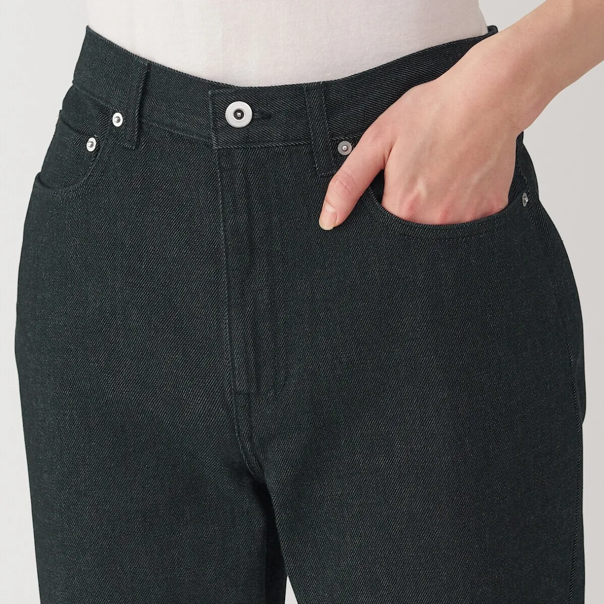Muji Jeans de pierna recta de mezcla de kapok para hombre ‐ Negro
