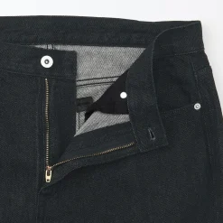 Muji Jeans de pierna recta de mezcla de kapok para hombre ‐ Negro