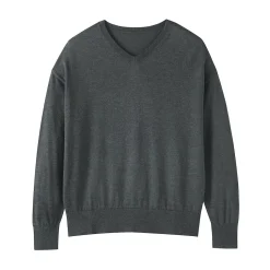 Muji Jersey con cuello en V en mezcla de fibra de soja para mujer