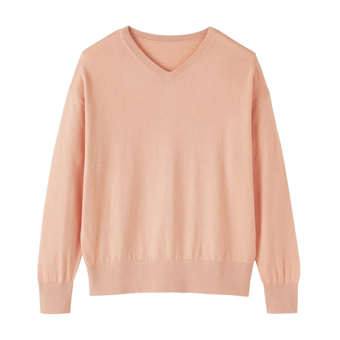 Muji Jersey con cuello en V en mezcla de fibra de soja para mujer
