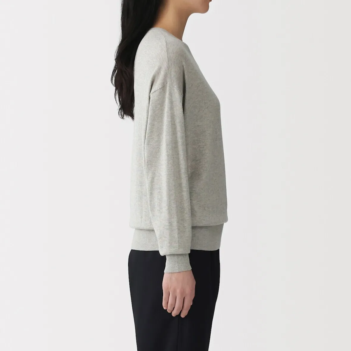 Muji Jersey con cuello en V en mezcla de fibra de soja para mujer