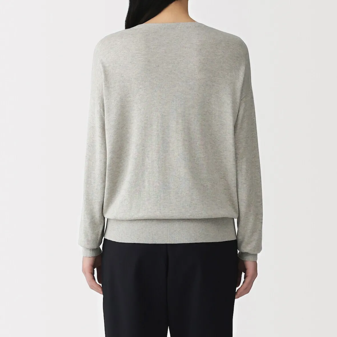 Muji Jersey con cuello en V en mezcla de fibra de soja para mujer