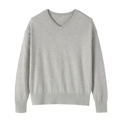 Muji Jersey con cuello en V en mezcla de fibra de soja para mujer