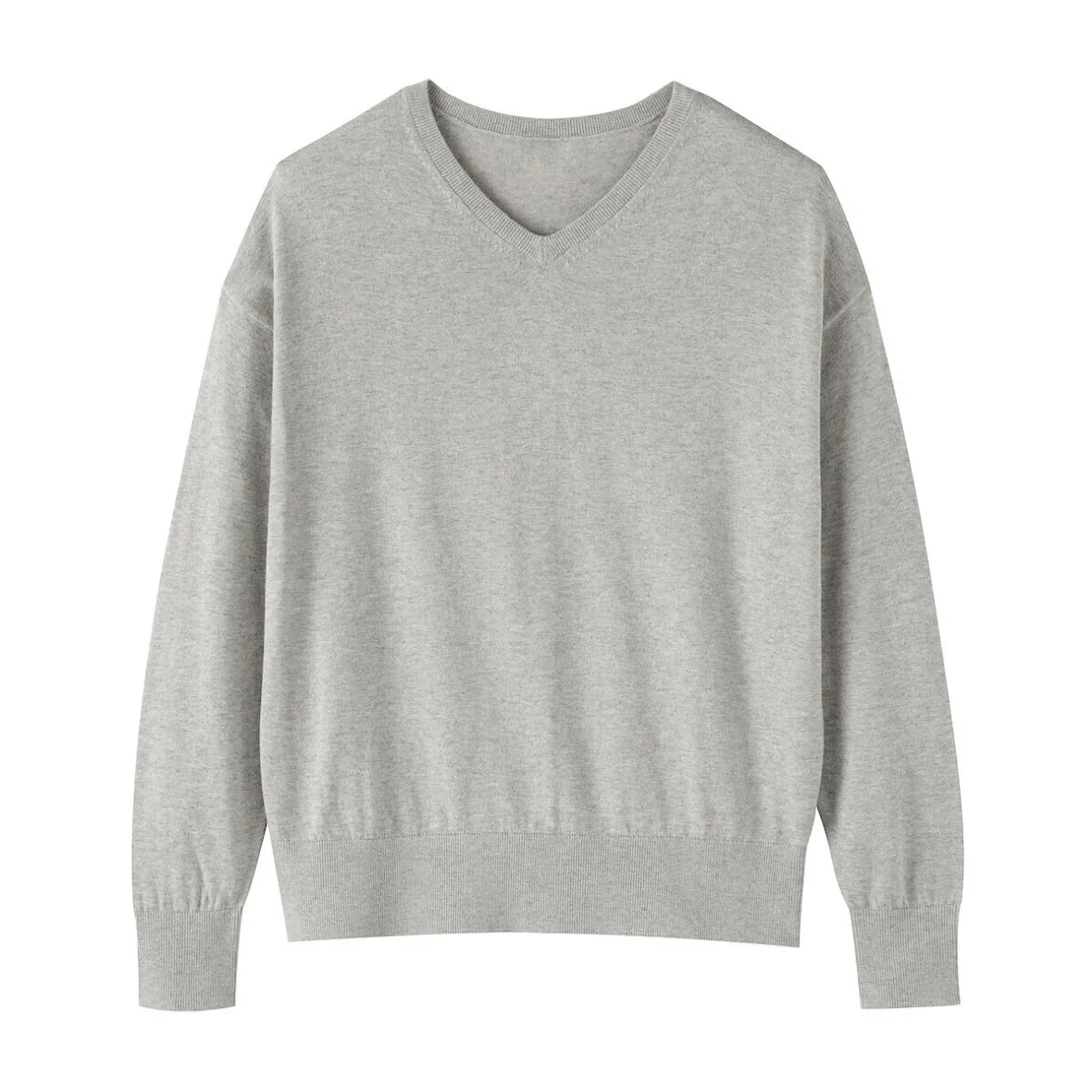 Muji Jersey con cuello en V en mezcla de fibra de soja para mujer