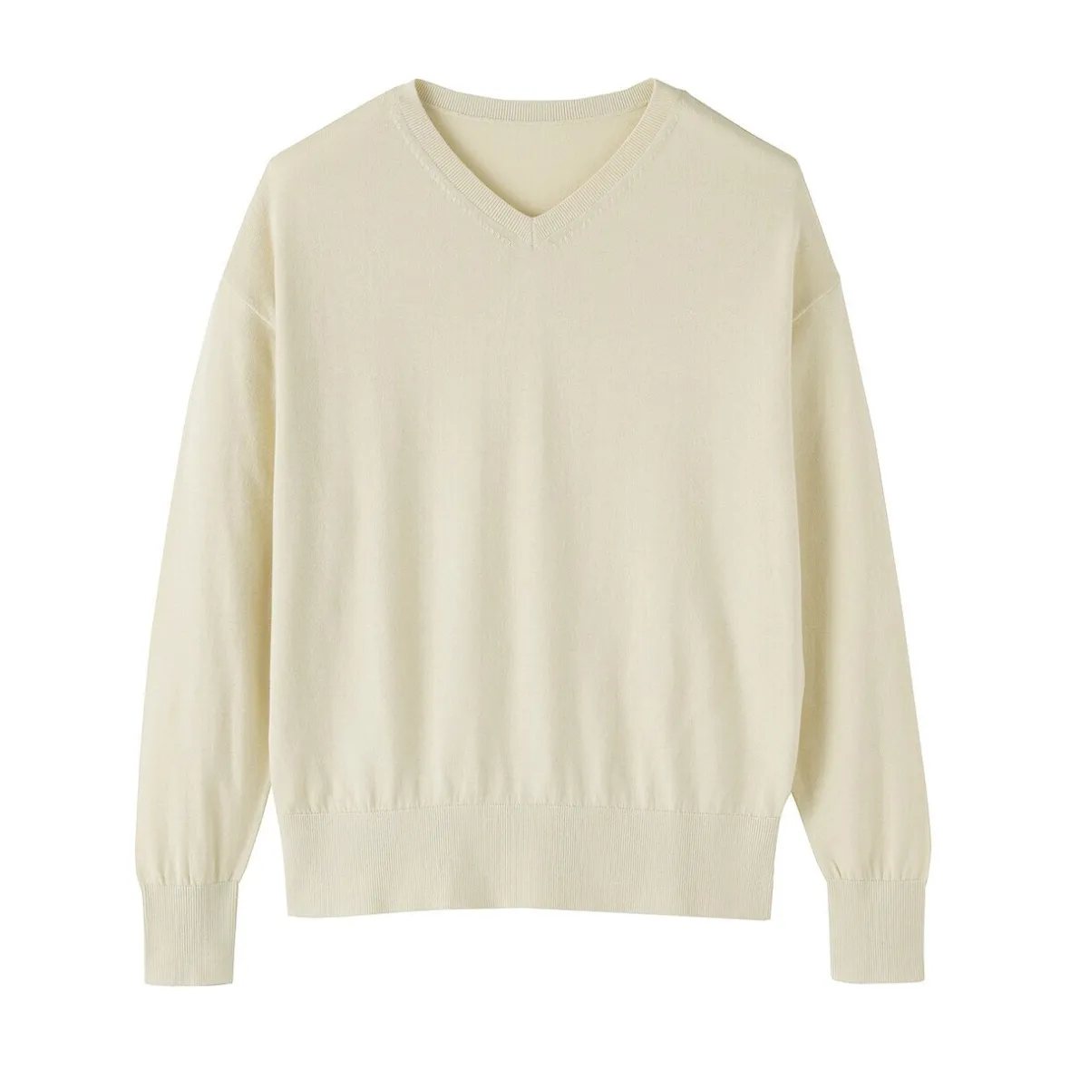 Muji Jersey con cuello en V en mezcla de fibra de soja para mujer