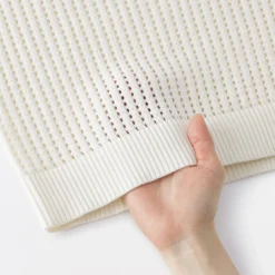 Online Muji Jersey de cuello redondo de malla de punto de mezcla de algodón para mujer