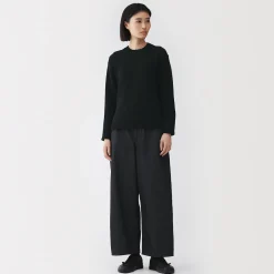 Online Muji Jersey de cuello redondo en textura bouclé de mezcla de algodón para mujer