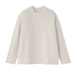 Online Muji Jersey de cuello redondo en textura bouclé de mezcla de algodón para mujer
