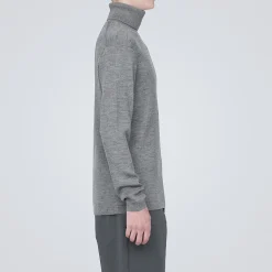 Outlet Muji Jersey de lana con cuello de tortuga acanalado