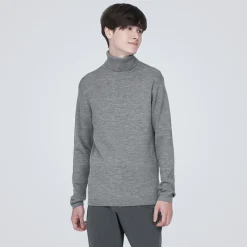 Outlet Muji Jersey de lana con cuello de tortuga acanalado