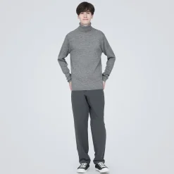 Outlet Muji Jersey de lana con cuello de tortuga acanalado
