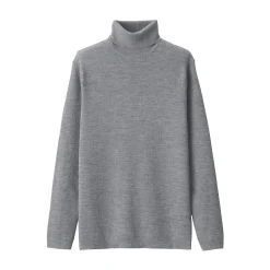 Outlet Muji Jersey de lana con cuello de tortuga acanalado