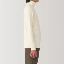 Outlet Muji Jersey de lana con cuello de tortuga acanalado