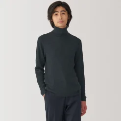Outlet Muji Jersey de lana con cuello de tortuga acanalado