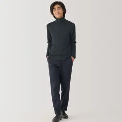 Outlet Muji Jersey de lana con cuello de tortuga acanalado