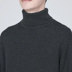 Outlet Muji Jersey de lana con cuello de tortuga acanalado