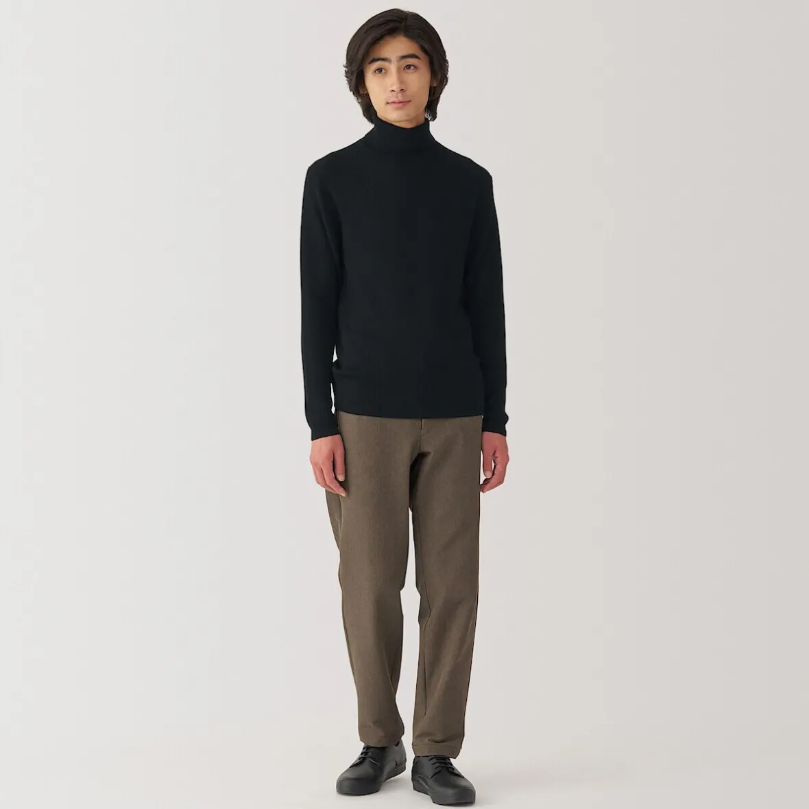 Outlet Muji Jersey de lana con cuello de tortuga acanalado