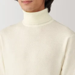 Outlet Muji Jersey de lana con cuello de tortuga acanalado