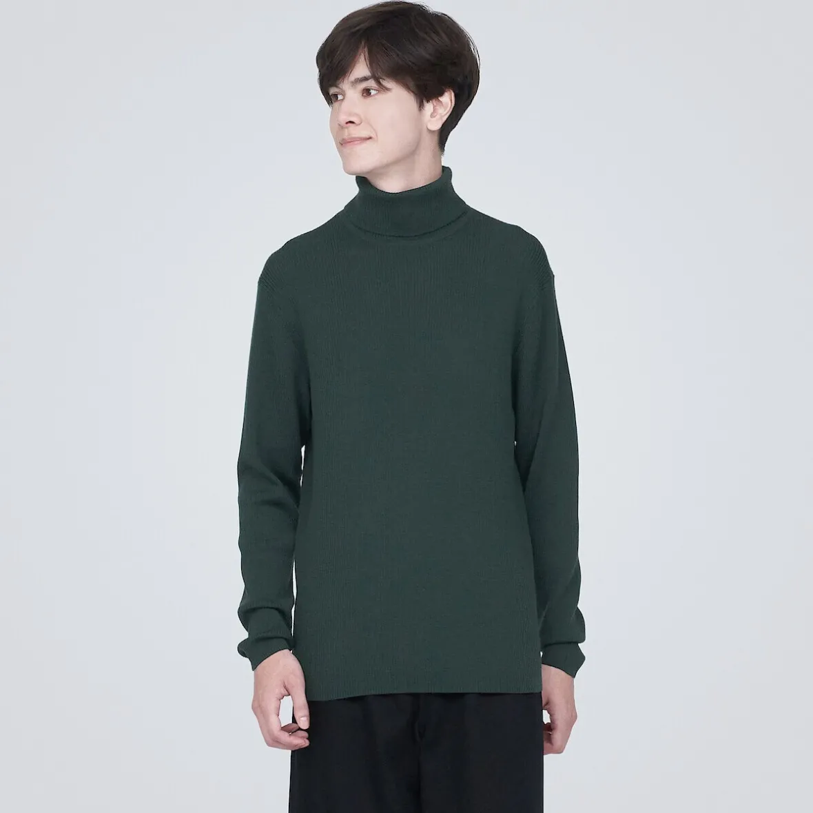 Outlet Muji Jersey de lana con cuello de tortuga acanalado