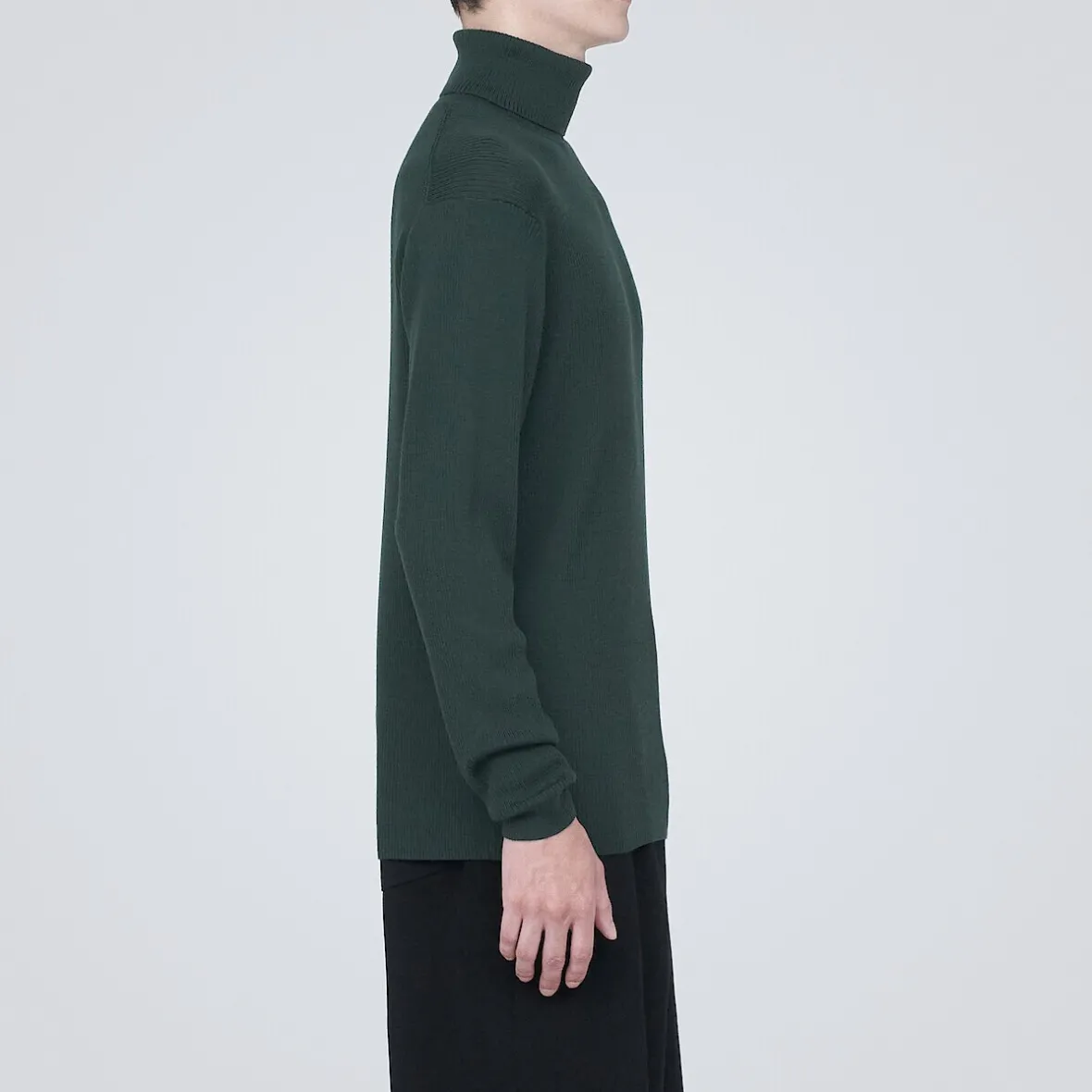 Outlet Muji Jersey de lana con cuello de tortuga acanalado