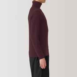 Outlet Muji Jersey de lana con cuello de tortuga acanalado