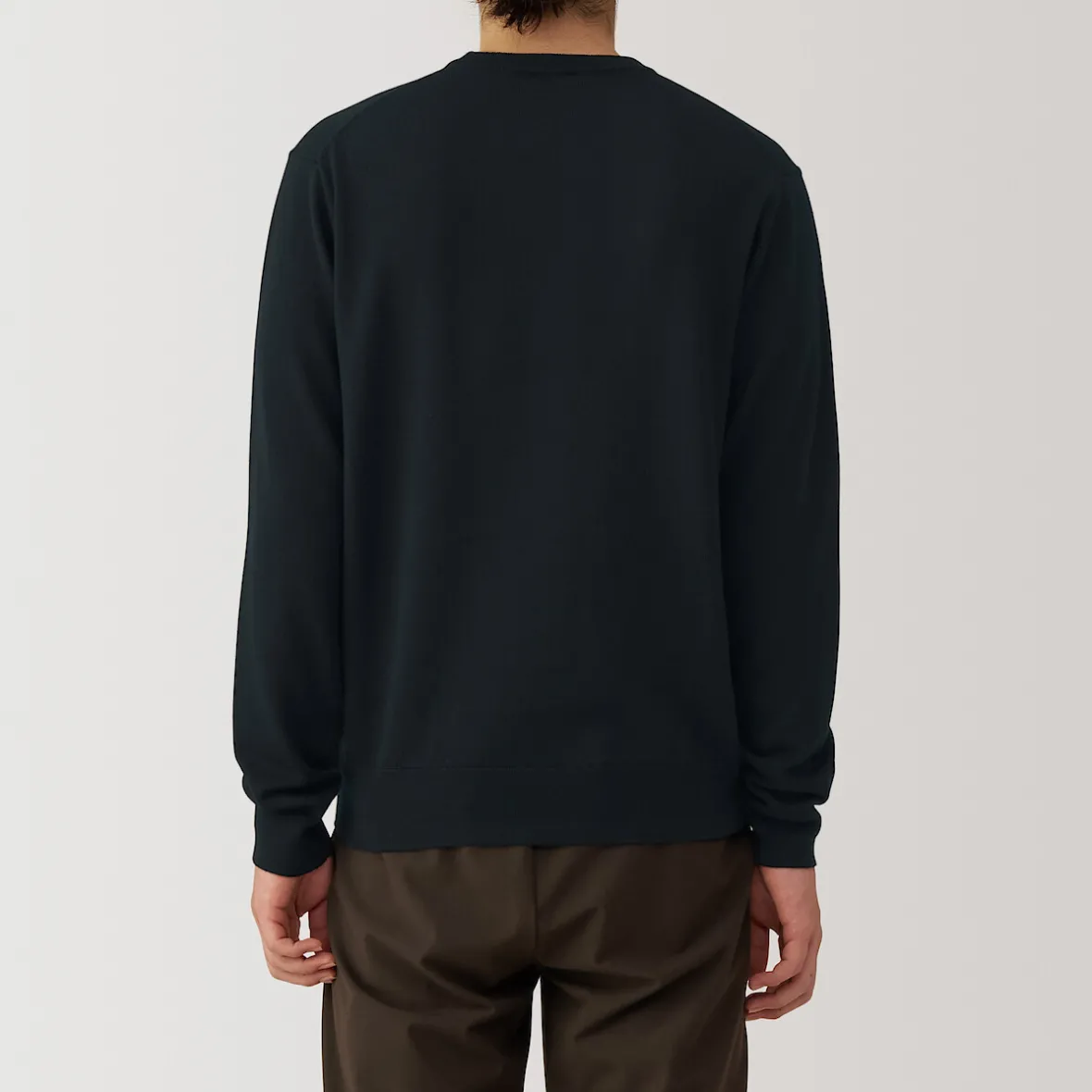 Hot Muji Jersey de lana de punto fino con cuello redondo para hombre