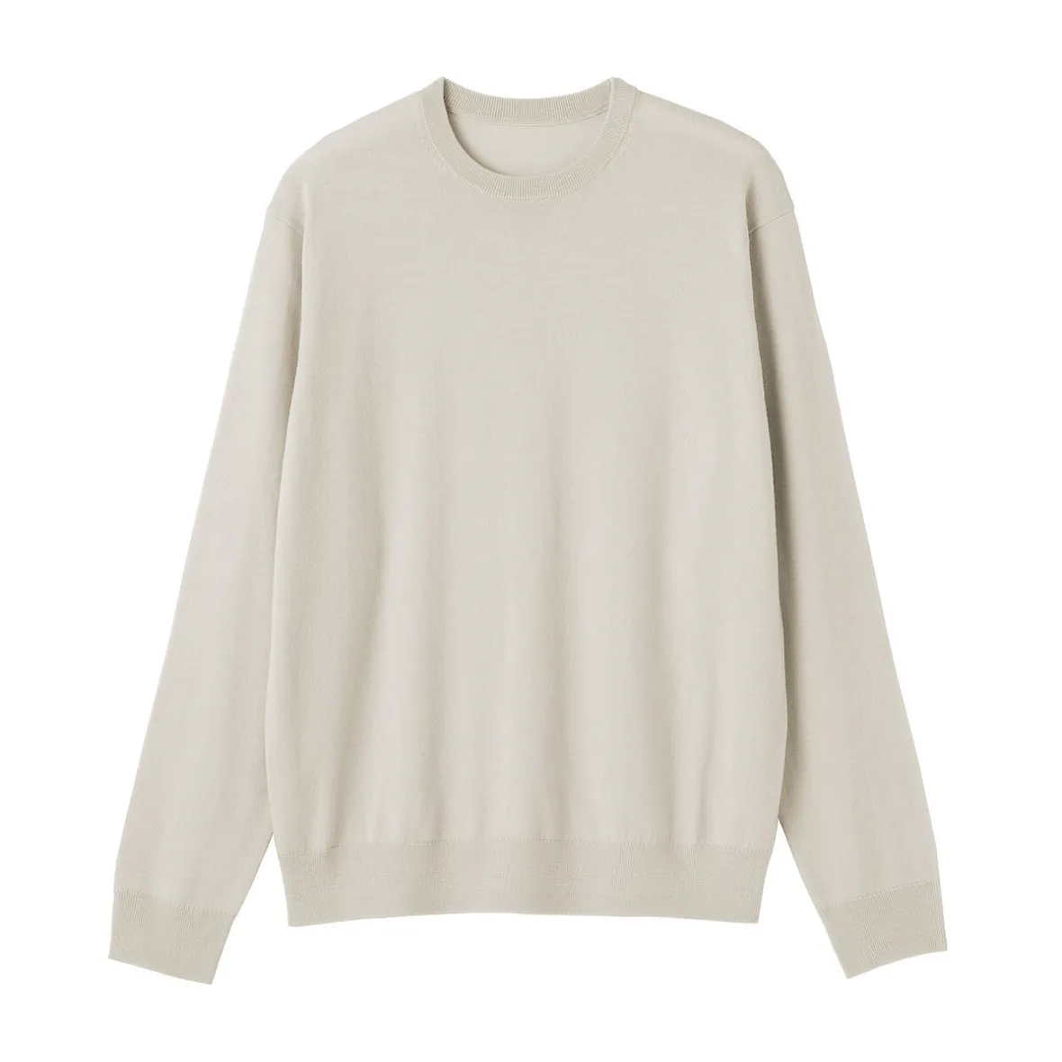 Hot Muji Jersey de lana de punto fino con cuello redondo para hombre